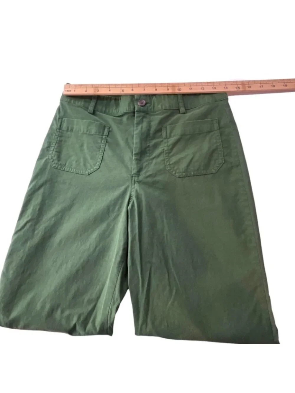 J.Crew Lizzie Pants Womens 27 Green Wide Leg Patch Pocket Stretch Twill Casual